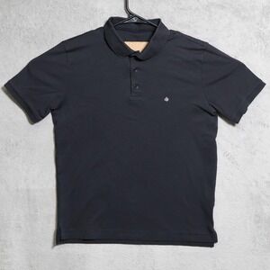 rag bone Polo Shirt Mens Medium Black Pima Cotton Short Sleeve Embroidered